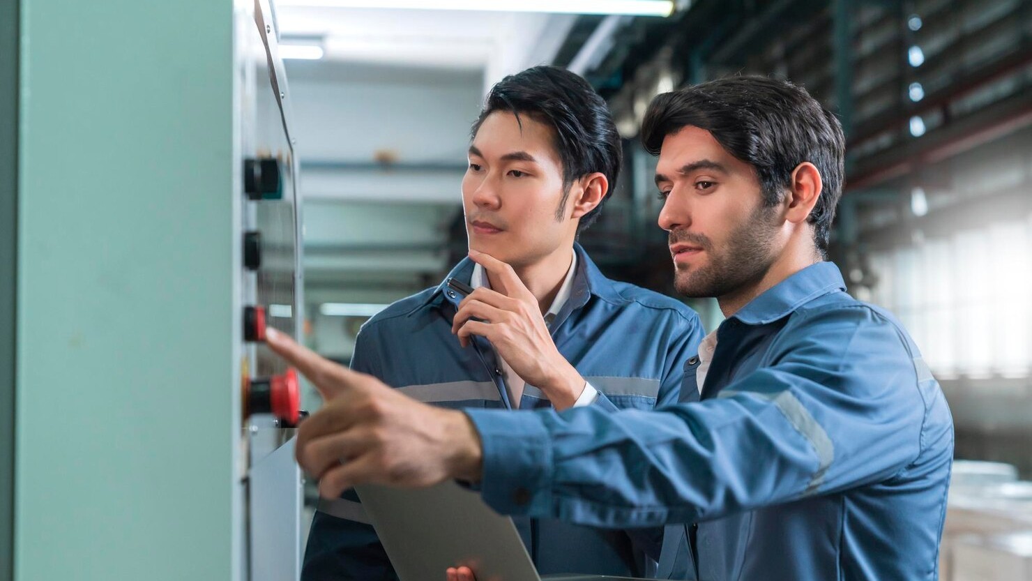 manager reviewing energy audit report